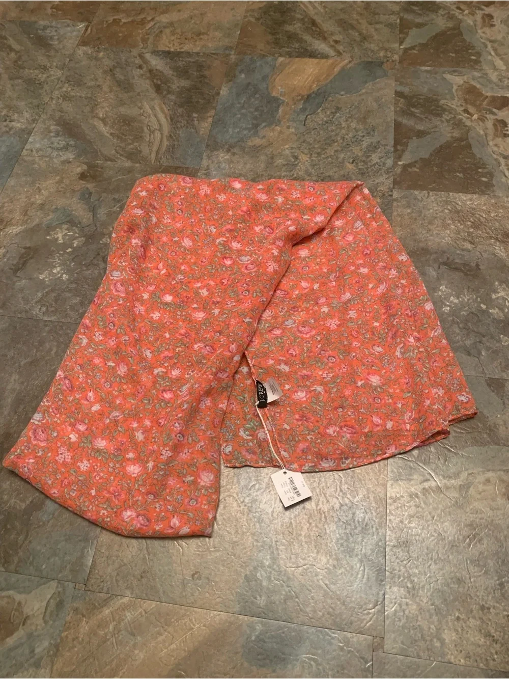 Orange floral J.Crew scarf, NWT